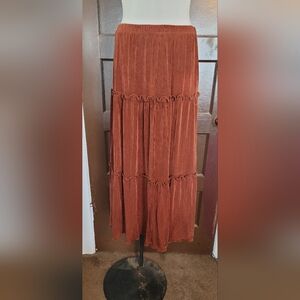 Rust Orange Tiered Skirt